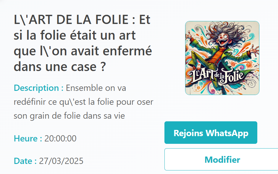 Les anciens événements - l'art de la Folie